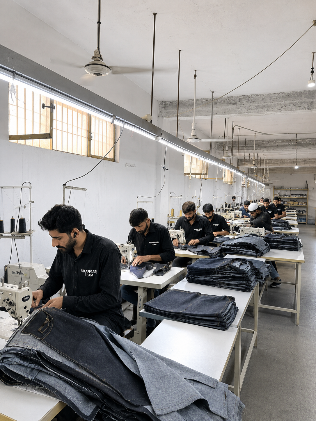 Production assembly and stitching floor